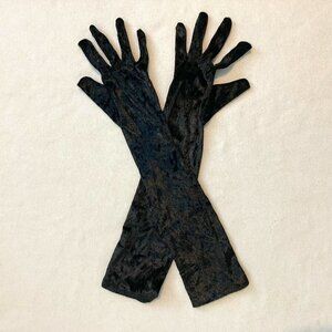 Long Black Faux Velvet Gloves Opera Party Tea Party Costume One Size Fits All